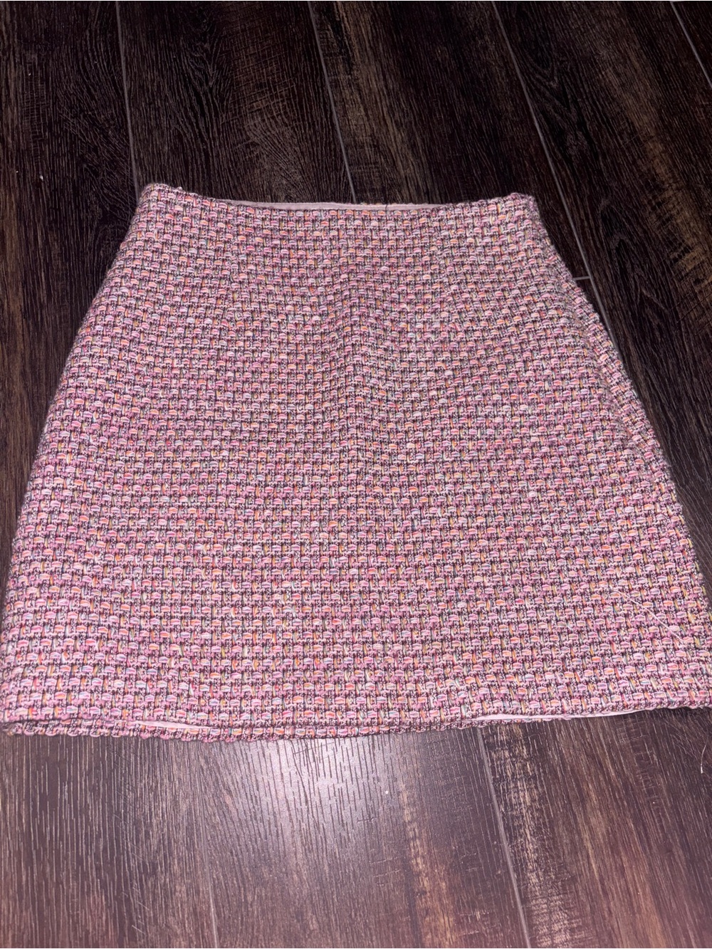 Babaton Women's Pink Tweed Mini Skirt